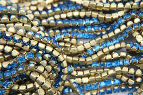 4mm Square Swarovski fancy Rhinestone Chain in Capri Blue 0.5/1 Meter Brass Settings Wedding Bridal Supplies|Decoration