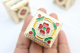 Little Metal covered vintage styled square gift box, hand painted pack