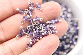 4mm Swarovski Tanzanite crystal dangles in Sterling Silver wire wrapped- charms- drops- jewelry making 72/144/432/1000Pieces jewelry finding