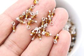 4mm Swarovski Topaz crystal dangles in Sterling Silver wire wrapped- charms- drops- jewelry making 72/144/432/1000Pieces jewelry finding
