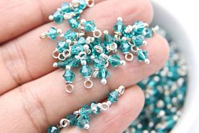 4mm Swarovski Blue Zircon (229) crystal dangles in Sterling Silver wire wrapped- charms- drops- jewelry making 72/144/432/1000Pieces jewelry