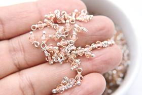 4mm Swarovski Light Peach crystal dangles in Sterling Silver wire wrapped- charms- drops- jewelry making 72/144/432/1000Pieces jewelry