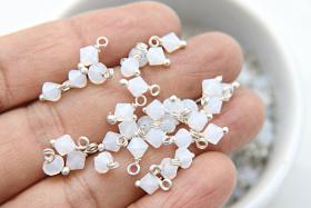 5mm Swarovski White Opal crystal dangles in Sterling Silver wire wrapped- charms- drops- jewelry making 24/72/144/432/1000Pieces