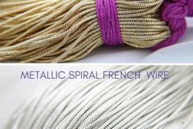 Gold/Silver Metallic spiral 2.5mm French Wire, Bullion Wire, Gimp Wire 50/100/200/400 Grams, embroidery materials, couture premium threads