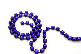 16ss Swarovski 2088 Chain in Flat Back Cobalt (4mm) 0.5/1/2/5 Meters Vintage Black Settings Bridal Supplies, strass chains, premium material
