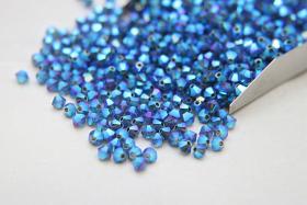 Swarovski (4mm) Montana AB 2X FC Bicones Rainbow Beads 36/72/144/432/720 Pieces (207) embroidery materials, embellishments couture