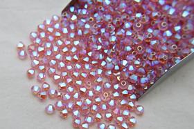 Swarovski (4mm) Light Rose AB 2X FC Bicones Beads 36/72/144/432/720 Pieces (223) rainbow beads, embroidery materials, jewelry making