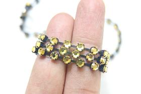 16ss Swarovski 2088 Chain Flat Back Light Topaz (4mm) 0.5/1/2/5 Meters Vintage Black Settings Bridal Supplies|Jewelry Making, craft making