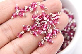 4mm Swarovski Fuchsia crystal dangles in Sterling Silver wire wrapped- charms- drops- jewelry making 72/144/432/1000Pieces jewelry finding