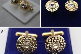 Swarovski Gold Cufflinks, Crystal Cuff links Man Father Of The Bride Groomsmen Gift For Him, Wedding, Gold crystal