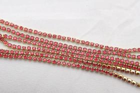 14pp Cubic zirconium Rhinestone Close Cup Chain in Opal Rose (2mm) 0.5/1/2/5 Meters Brass Settings, strass findings, jewelry making