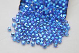 Swarovski (3/4mm) Sapphire AB 2X FC Bicones Rainbow Beads 36/72/144/432/720 Pieces, rainbow beads, jewelry making, couture embellishments