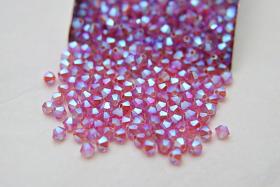 Swarovski (4mm) Rose AB 2X FC Bicones Beads 36/72/144/432/720 Pieces (209) PREMIUM rainbow beads, jewelry making, couture embellishments
