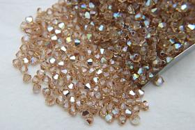 Swarovski (3/4mm) Light Colorado Topaz AB Bicones beads 36/72/144/432/720 Pieces PREMIUM rainbow beads jewelry making couture embellishments