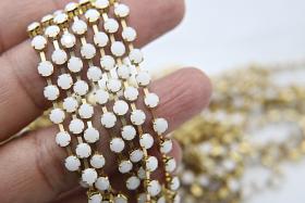 16 SS Rhinestone Chain Swarovski in White Alabaster 4mm 0.5/1/2/5/15 Meters vintage findings, strass chains