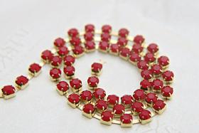 16 SS Rhinestone Chain Swarovski in Dark Red Coral 4mm 0.5/1/2/5/15 Meters vintage findings, strass chains