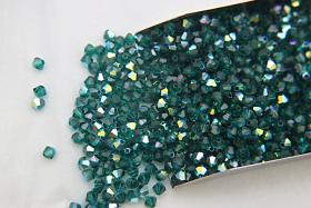 Swarovski (3/4mm) Emerald AB Bicone beads rainbow 36/72/144/432/720 Pieces embroidery materials, jewelry making, couture embellishments