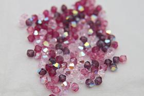 4mm Swarovski Pink Mixes in Aurore Boreale Bicones rainbow beads, 36/72/144/432/720 Pieces jewelry making, jewelry making, embroidery