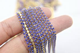6 SS Rhinestone Chain Vintage Machine cut Cobalt Blue 2mm 1/2/5/15 Meters embroidery materials, jewelry making