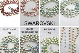 16SS Rhinestone Chain Swarovski in 8 colors Aurore Boreale rainbow 4mm 0.5/1/2/5/15 Meters vintage findings, strass chains, craft decoration