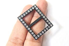 Swarovski Buckle - Clear/Black, rectangle clothing accessories, tailoring, belts, embellishments, wedding decorations, crafts supplies