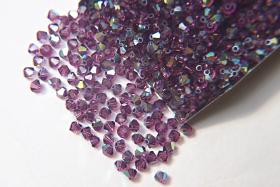 Swarovski 4mm Amethyst AB Bicones 36/72/144/432/720 Pieces PREMIUM rainbow beads jewelry making couture embellishments, embroidery materials