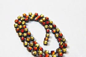 16ss Swarovski 2088 Chain in Flat Back Fire Mix (4mm) 0.5/1/2/5 Meters Vintage Black Settings Bridal Supplies, strass chains, embroidery