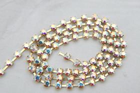 12SS Swarovski Rhinestone Chain in Crystal AB 3mm 0.5/1/2/5 Meters Wedding Bridal Supplies|Jewelry Making|Decoration, strass chains, rare