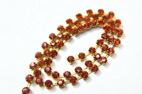 18ss Swarovski Rhinestone Chain in  Crystal Red Magma 0.5/1/2/5 Meters Bridal Supplies, Jewelry, vintage findings, embroidery materials