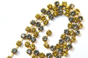 18ss Swarovski Rhinestone Chain Light Topaz & Black Diamond 0.5/1/2/5 Meters Bridal Supplies, Jewelry, findings, embroidery materials lace