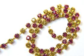18ss Swarovski Rhinestone Chain in Light Topaz & Fuchsia 0.5/1/2/5 Meters Bridal Supplies, Jewelry, findings, embroidery materials, craft
