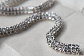 Swarovski Serpentine chain Round Rhinestone lace in Silver Plating 6mm thick for embellishments/Jewellery/couture inside (Hole 3mm) jacket