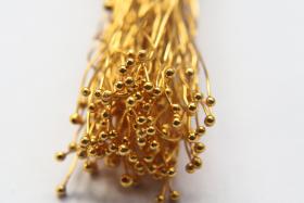 Handmade Silver/ Antique Gold two Ball Headpins 26/28/30 gauge - 2.75 inch long - 70mm 20/50/150 grams vintage supply, wire craft supply