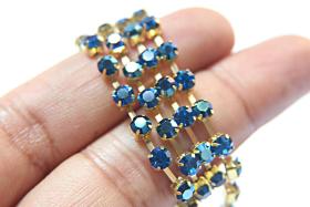16 SS Rhinestone Chain Swarovski in Capri Blue & Metallic Blue 4mm 0.5/1/2/5/15 Meters vintage findings, strass chains, premium materials