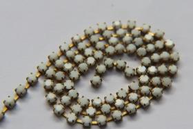 16 SS Rhinestone Chain Vintage Glass Pressed Chatons Chalk White Opaque (4mm) 1/2/5/15 Meters embroidery materials, craft vintage findings