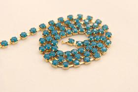 12 SS Rhinestone Chain Swarovski Caribbean Blue Opal 3mm 0.5/1/2/5 Meters strass chains, couture materials