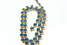 18ss Swarovski Rhinestone Chain in Capri Blue (4.2mm) 0.5/1/2/5 Meters Bridal Supplies, Jewelry, vintage findings, embroidery materials