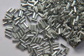 True Cuts Size 2 (2x4mm) Bugle Beads 5/10/20/50/250/500 Grams Metallic Aluminum Silver Preciosa Ornella loose tube beads embroidery material