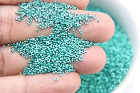 1mm Micro Teal Green Metallic Plated Tube Beads 5/10/100/500 Grams High Quality Nail Art decoration / Haute Couture Embroidery / Doll Making
