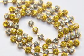 16 SS Rhinestone Chain Swarovski in Crystal & Light Topaz 4mm 0.5/1/2/5/15 Meters embroidery materials craft vintage findings premium supply