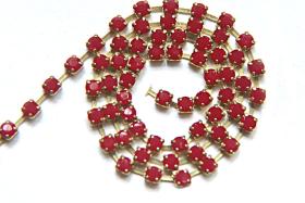 10 SS Swarovski Rhinestone Cup Chain in Dark Red Coral 2.8mm Made in Austria 0.5/1/2/5 Meters vintage findings / jewelry making