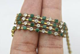 10 SS Rhinestone Chain Vintage Glass Pressed Chatons in opq Emerald and Crystal 2.8 mm 1/2/5/15 Meters vintage findings, strass chains