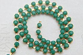 12 SS Swarovski Vintage Rhinestone Chain in Green Alabaster 3mm 0.5/1/2/5 Meters Wedding Bridal Supplies|Jewelry Making|Decoration, strass