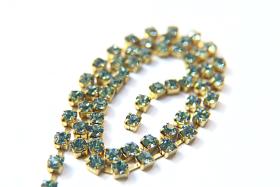 18ss Swarovski Rhinestone Chain in Indian Sapphire (217) 0.5/1/2/5 Meters Bridal Supplies, Jewelry, vintage findings, embroidery materials