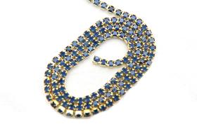 14pp Cubic zirconium Rhinestone Close Cup Chain in Opal Montana (2mm) 0.5/1/2/5 Meters Brass Settings, strass findings, jewelry making, rare