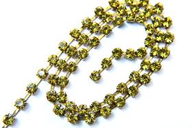 18ss Swarovski Rhinestone Chain in Lime (4.2mm) 0.5/1/2/5 Meters Bridal Supplies, Jewelry, vintage findings, embroidery materials