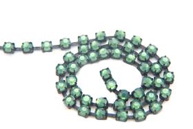 16ss Swarovski 2088 Chain in Flat Back Palace Green Opal (4mm) 0.5/1/2/5 Meters Vintage Black Settings Bridal Supplies|Jewelry Making