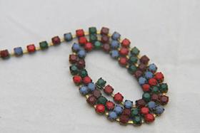 10SS Rhinestone Chain Vintage Glass Pressed Chatons Multi color Opaque 2.8 mm 1/2/5/15 Meters