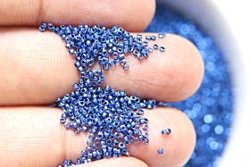 1mm Micro Sapphire Blue Metallic Plated Tube Beads 5/10/100/500 Grams High Quality Nail Art / Haute Couture Embroidery