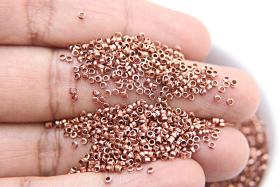 1.7mm Micro Old Rose Metallic Plated Tube Beads 5/10/100 Grams High Quality Nail Art / Haute Couture Embroidery / doll making